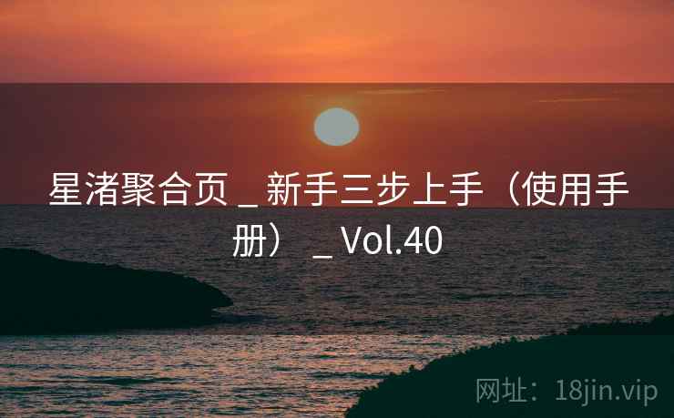 星渚聚合页 _ 新手三步上手（使用手册） _ Vol.40